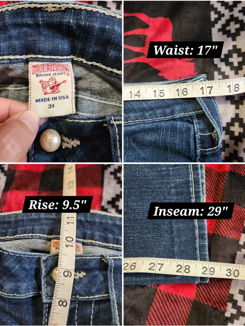 True Religion Becky Y2K Pearl Button Flap Pocket Bootcut Jeans Size 31 - Picture 15 of 15